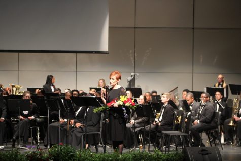 The last song Susan Pawlak played in her final symphonic band concert as H-F’s pianist. The final song was dedicated to Pawlak and after she receives a bouquet of flowers. 