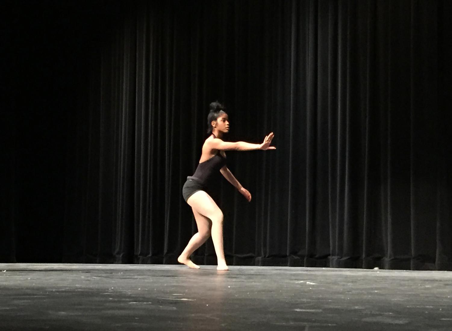 Breaking the chains Dancer Destiny Montgomery performs a contemporary dance about freedom. Montgomery is a dancer on the Varsity dance team.