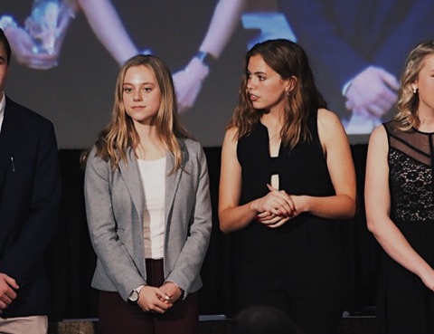 Major success: Josie Bachus (left) and Nora Ryan (right) at the Women’s Press Association video contest. VTV starts preparing to enter videos into competitions starting in February.