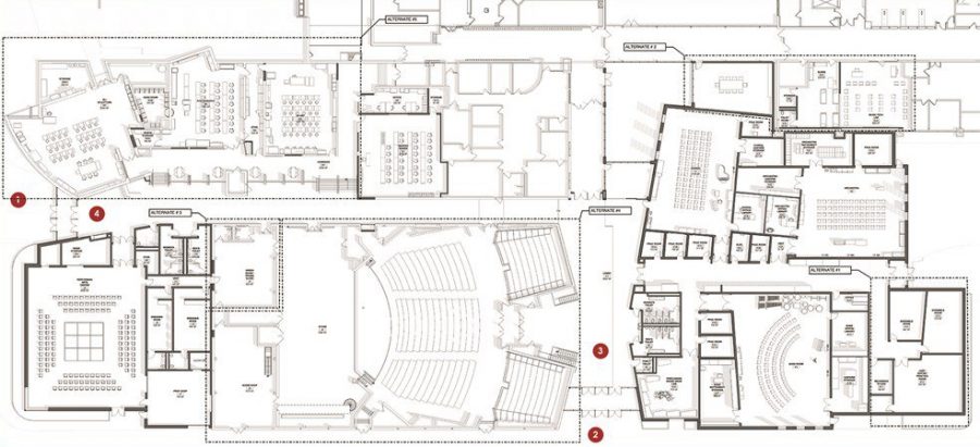 New additions: This is the blueprint for the expansion in the South building. The areas in bold represent the new additions to the Fine Arts department.