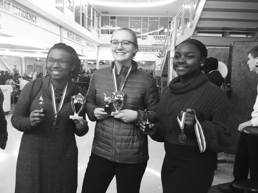 Debate champions from 2019 (From left to right): 2020 graduate Alexandria Porter, senior Evelyn Middleton, and senior Nandi Smith.