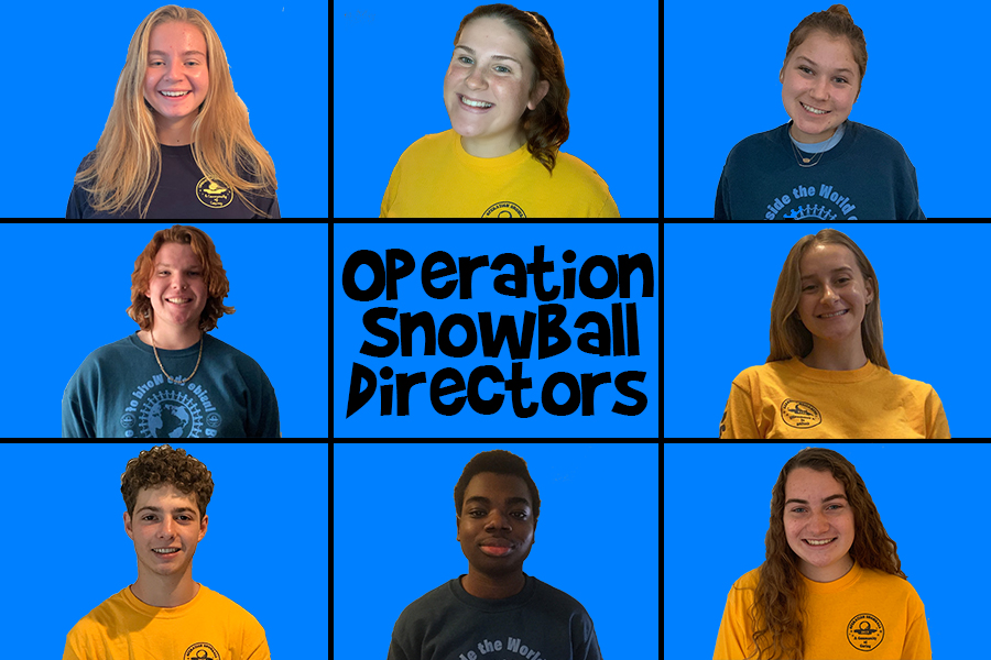 From the top left senior Lily Bosch, senior Emma Murphy, senior Anna Keigher, senior Jack Calomino, senior Leah Noble, senior Jack Prokop, senior Sam Ayodiran and senior Ella Ermshler are all teen directors for Operation Snowball this year. 
