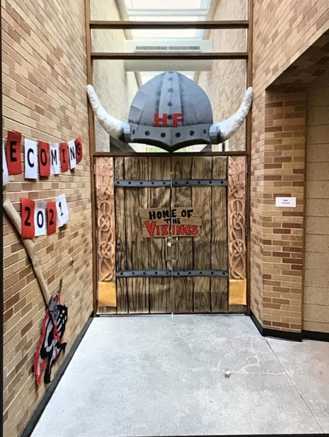 Viking Compass Class Participating in Homecoming Door Decoration