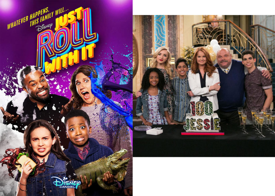One+of+the+recent+shows+Just+Roll+With+It%28on+the+left%29.The+cast+of+Jessie+are+celebrating+the+shows+100th+episode.