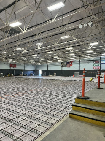 Putting in the cooling pipes at the main ice rink 