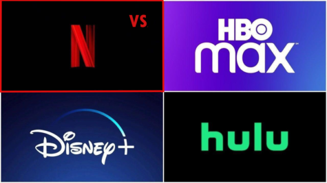 Netflix pictured next to its competitors Hbo Max, Hulu, and Disney+