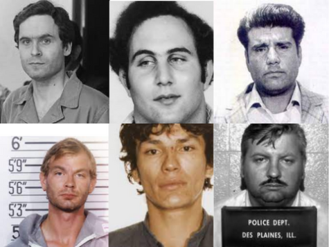 Ted Bundy(top left), David Berkowitz(top middle), Juan Corona(top right), Jeffrey Dahmer(bottom left), Richard Ramirez(bottom middle), John Wayne Gacy(bottom right)