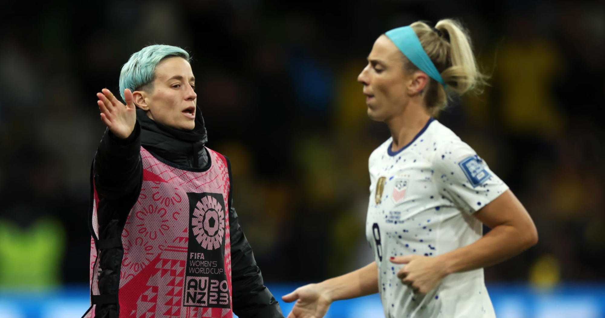 Megan Rapinoe and Julie Ertz following the U.S.s loss to Sweden in the 2023 Womens World Cup.