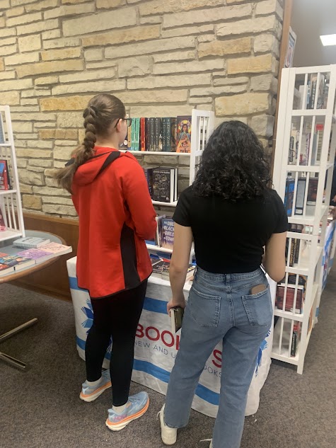 Students browsing the Book Fair