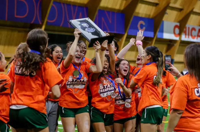 2023 Illinois girls' flag football state championships at Halas Hall training facility in Lake Forest.