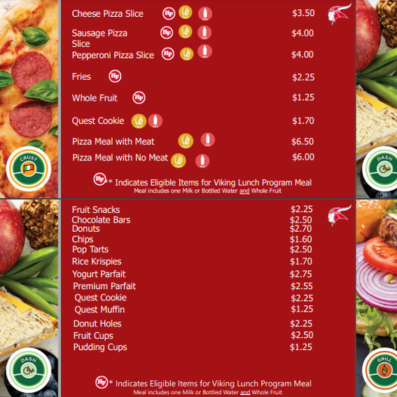 Current H-F menu and prices