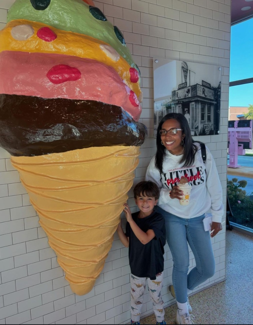 Stewart-Williams and her son enjoy a nice ice cream.