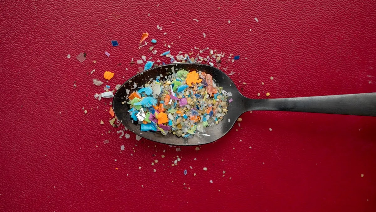 Yummy plastics! While this image may resemble a spoonful of a tasty snack, it’s actually a spoonful of plastic.