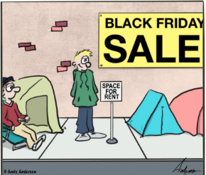Black Friday use to be filled with people coming together with tents outside stores!