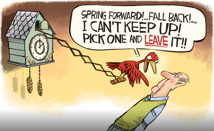 Pick a side! Let’s stop changing the clocks and fully immerse into no daylight saving. 
